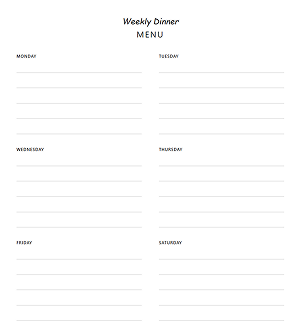Weekly Dinner Menu Preview